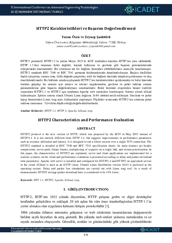 (PDF) HTTP2 Characteristics and Performance Evaluation
