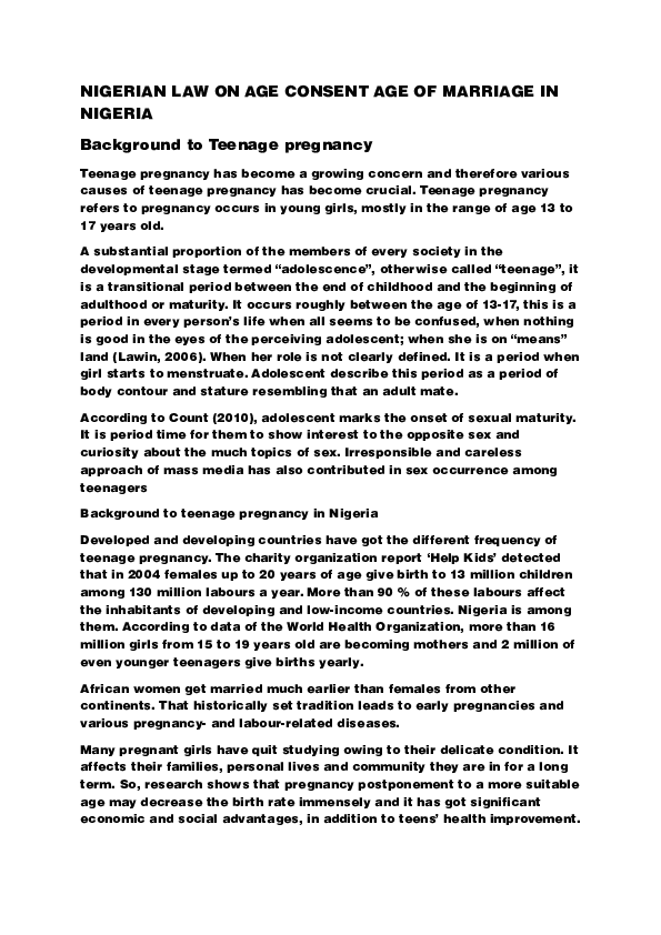 Essay on teenage pregnancy in nigeria picture