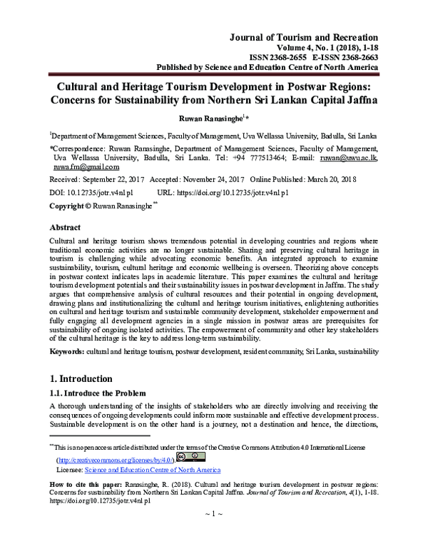 (PDF) Cultural and Heritage Tourism Development in Postwar Regions ...