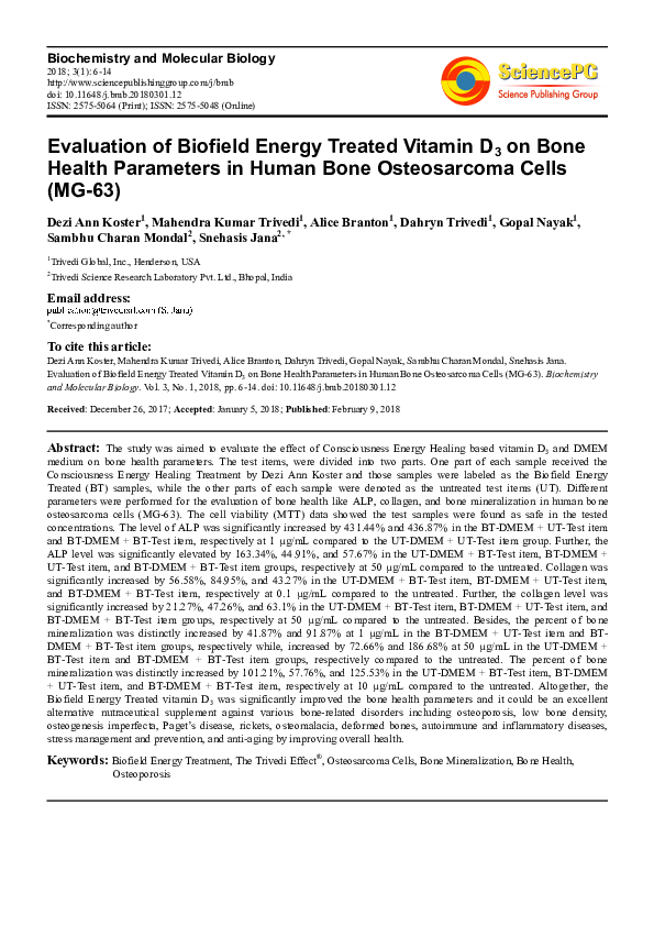 (PDF) Evaluation of Biofield Energy Treated Vitamin D 3 on Bone Health ...