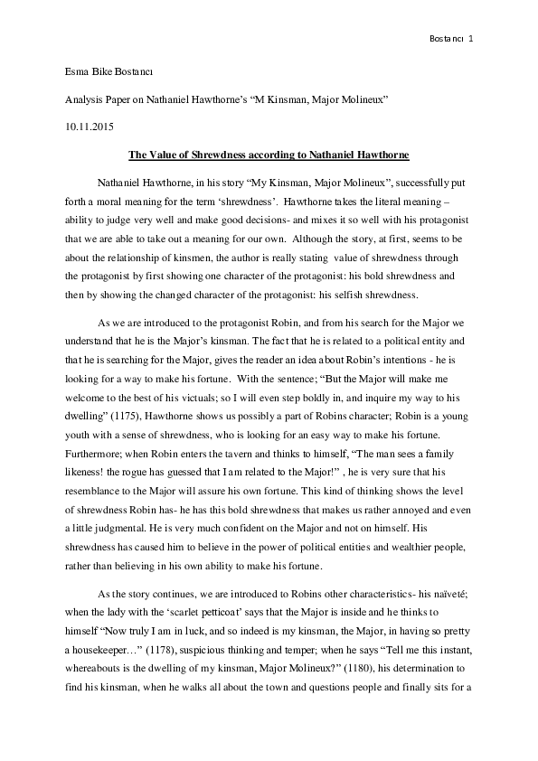 Doc Nathaniel Hawthorne S Major My Kinsmen Esma B Bostanci Academia Edu