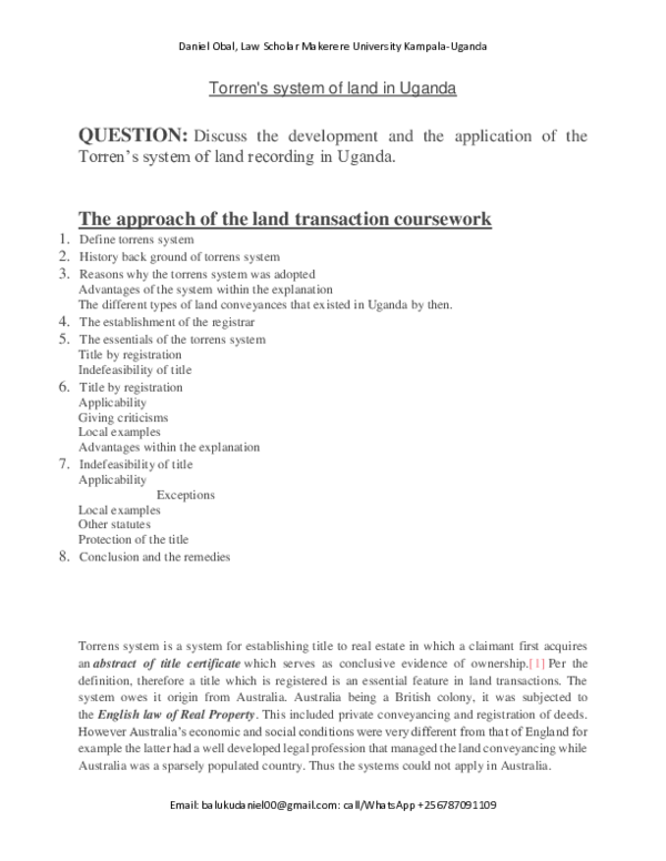 (DOC) Torren's system of land in Uganda