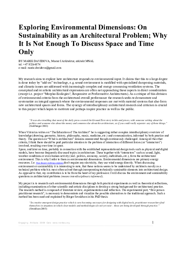 (PDF) Exploring Environmental Dimensions: On Sustainability as an ...
