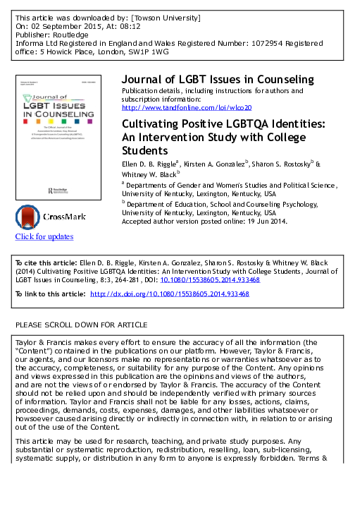 (PDF) Cultivating Positive LGBTQA Identities: An Intervention Study ...