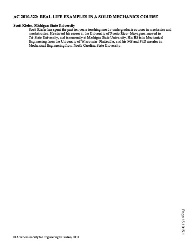 (PDF) AC 2010-322: REAL LIFE EXAMPLES IN A SOLID MECHANICS COURSE Real ...