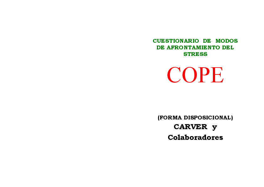 (DOC) CUESTIONARIO DE MODOS DE AFRONTAMIENTO DEL STRESS COPE (FORMA
