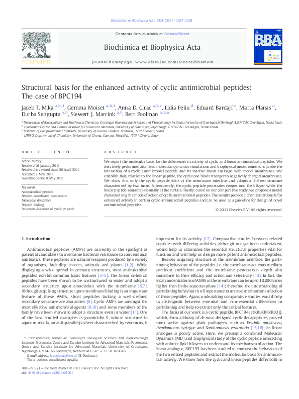 (PDF) Structural basis for the enhanced activity of cyclic ...