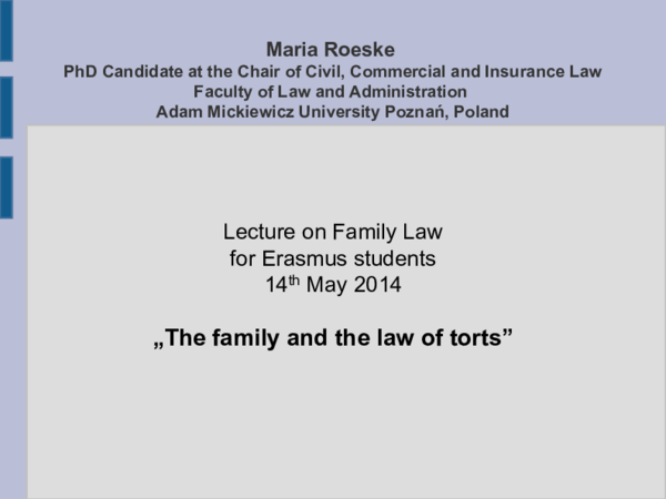 Intrafamilial torts.