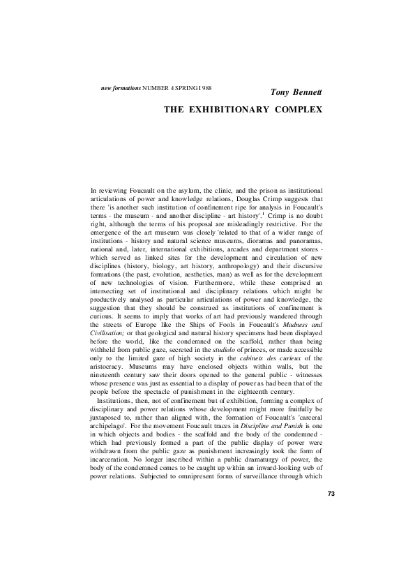 Pdf Tony Bennett The Exhibitionary Complex Zhe Yuan Zhang Academia Edu