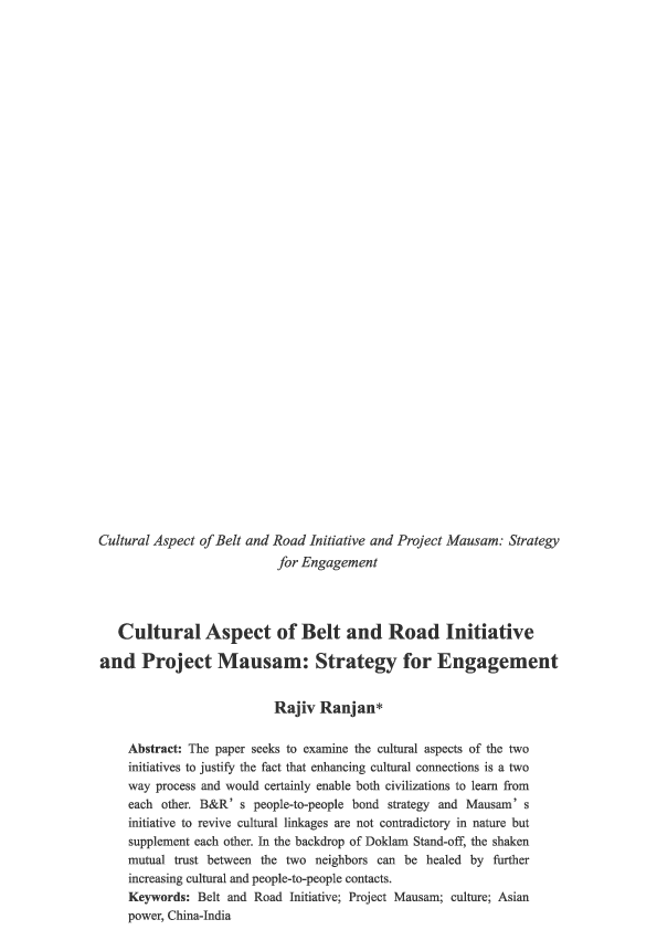 (PDF) Cultural Aspect of Belt and Road Initiative and Project Mausam ...