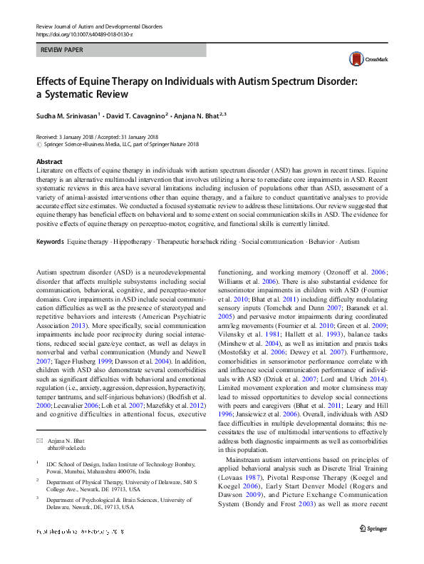 (PDF) Effects of Equine Therapy on Individuals with Autism Spectrum