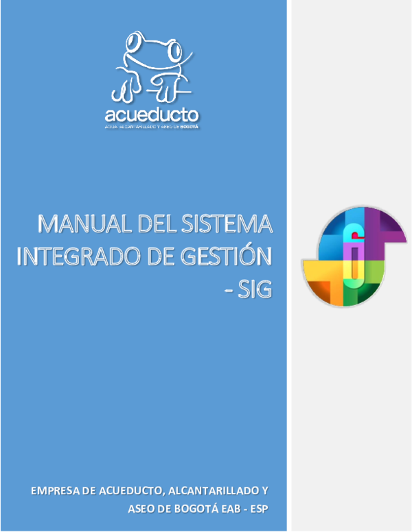(PDF) MANUAL DEL SISTEMA INTEGRADO DE GESTIÓN -SIG EMPRESA DE ACUEDUCTO ...