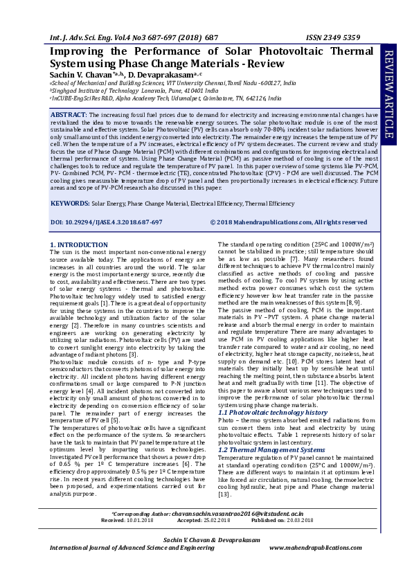 (PDF) Improving the Performance of Solar Photovoltaic Thermal System ...