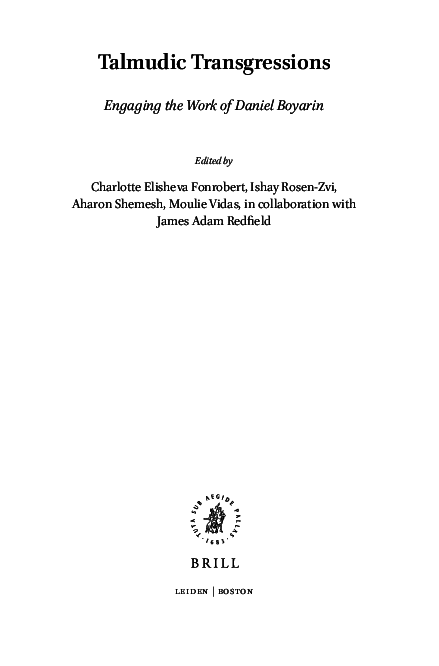 (PDF) *Talmudic Transgressions: Essays in Conversation with Daniel ...