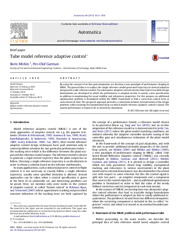 (PDF) Tube model reference adaptive control
