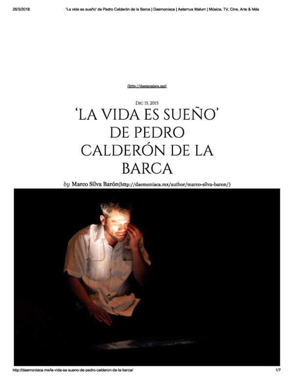 (PDF) La vida es sueño, de Pedro Calderón de la Barca