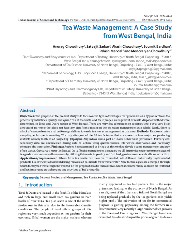 (PDF) Tea Waste Management