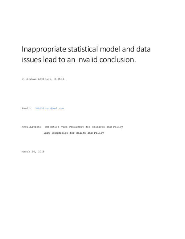 (PDF) Inappropriate statistical model and data issues lead to an ...