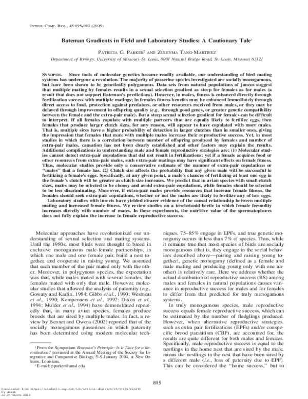 (PDF) Bateman Gradients in Field and Laboratory Studies: A Cautionary Tale