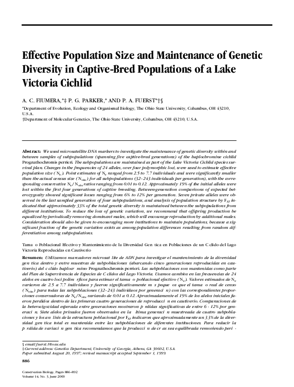 (PDF) Effective Population Size and Maintenance of Genetic Diversity in ...