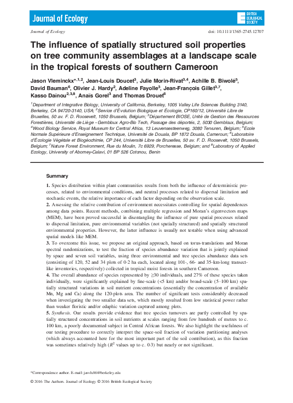 (PDF) The influence of spatially structured soil properties on tree ...