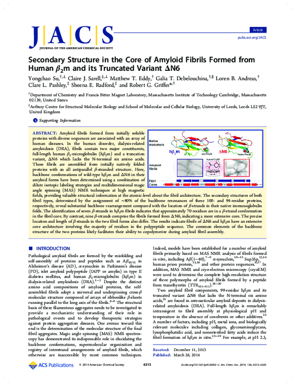 (PDF) Secondary Structure in the Core of Amyloid Fibrils Formed from ...