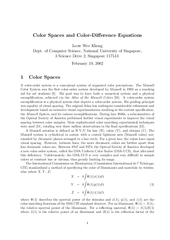 (PDF) Color Spaces and ColorDifference Equations Federico Bueno