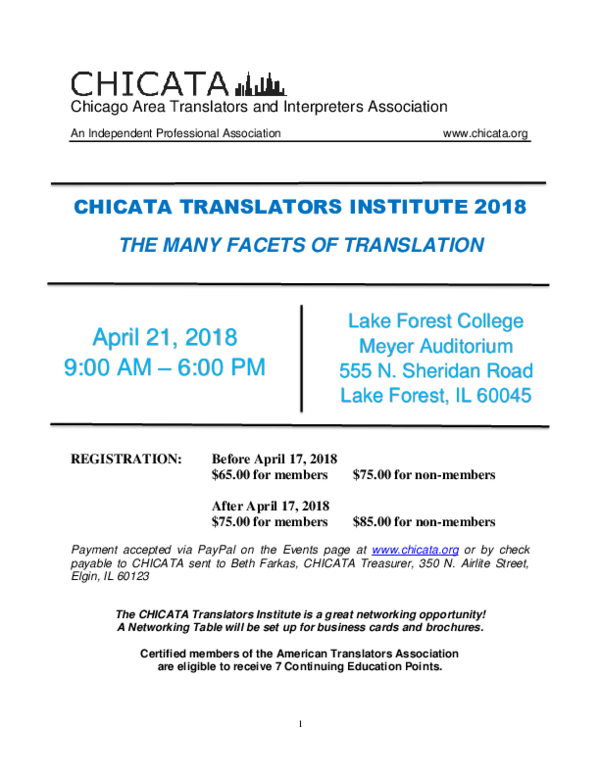 (PDF) Chicago Area Translators and Interpreters Association CHICATA
