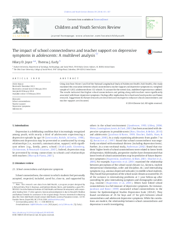 (PDF) The impact of school connectedness and teacher support on ...
