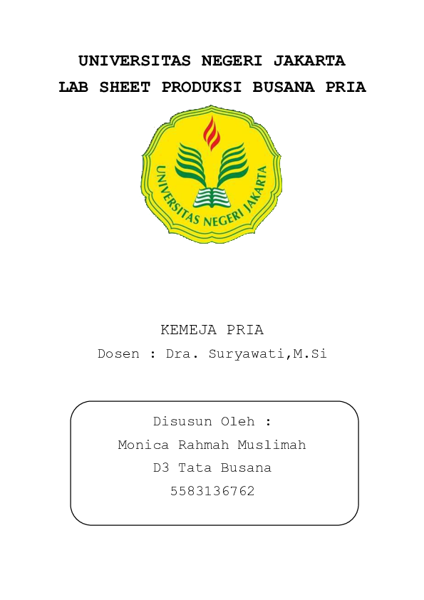 (DOC) UNIVERSITAS NEGERI JAKARTA LAB SHEET PRODUKSI BUSANA PRIA KEMEJA PRIA