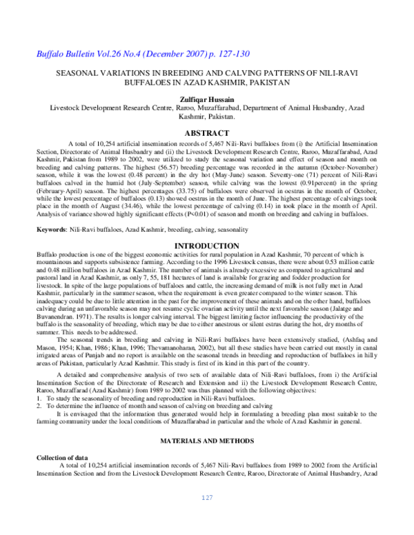 (DOC) SEASONAL VARIATIONS IN BREEDING AND CALVING PATTERNS OF NILIRAVI