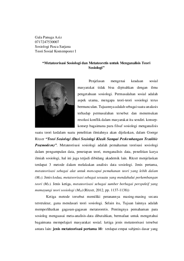 (DOC) Teori Sosial Goerge Ritzer