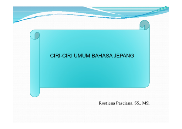 (PDF) CIRI-CIRI UMUM BAHASA JEPANG | Rostiena Pasciana ...