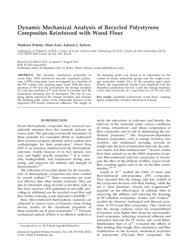 (PDF) Dynamic mechanical analysis of recycled polystyrene composites ...