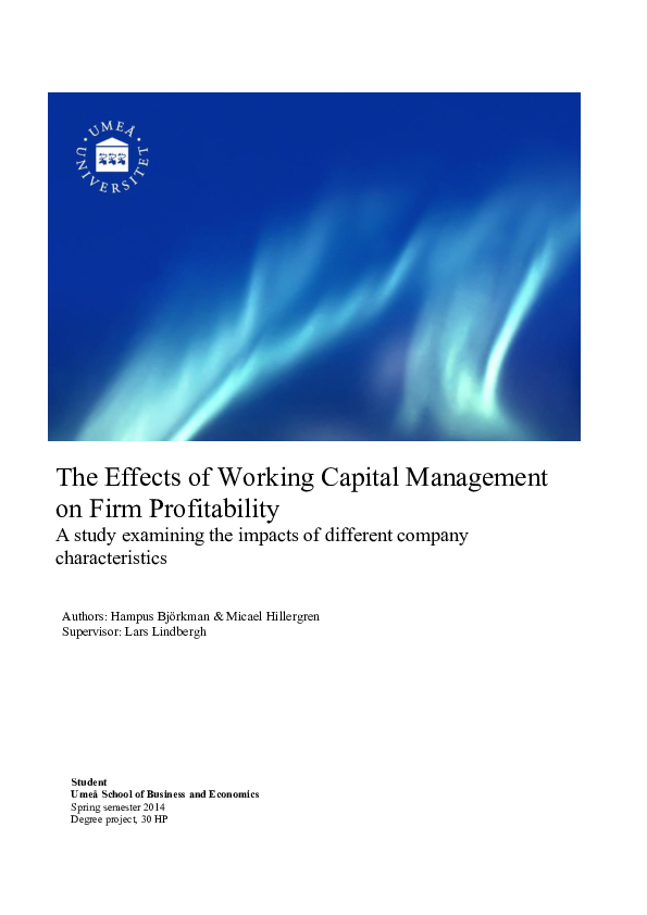(PDF) The Effects of Working Capital Management on Firm Profitability A ...