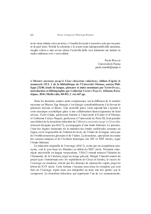 (PDF) (Épreuves) Compte Rendu de Histoire Ancienne 2ème rédaction, éd ...