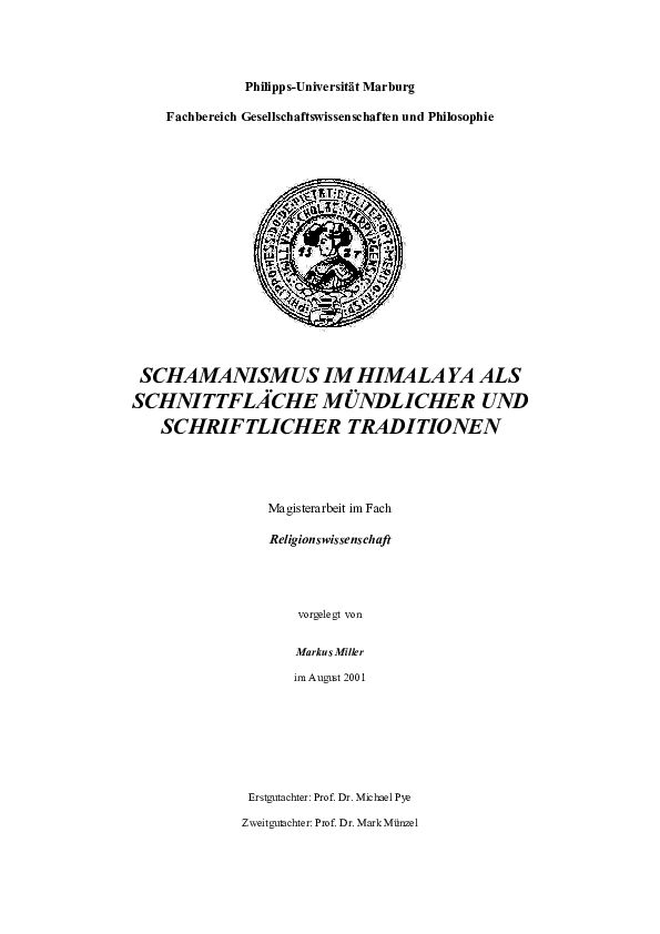 Pdf Schamanismus Im Himalaya Als Schnittflache Mundlicher Und Schriftlicher Traditionen Markus Miller Academia Edu