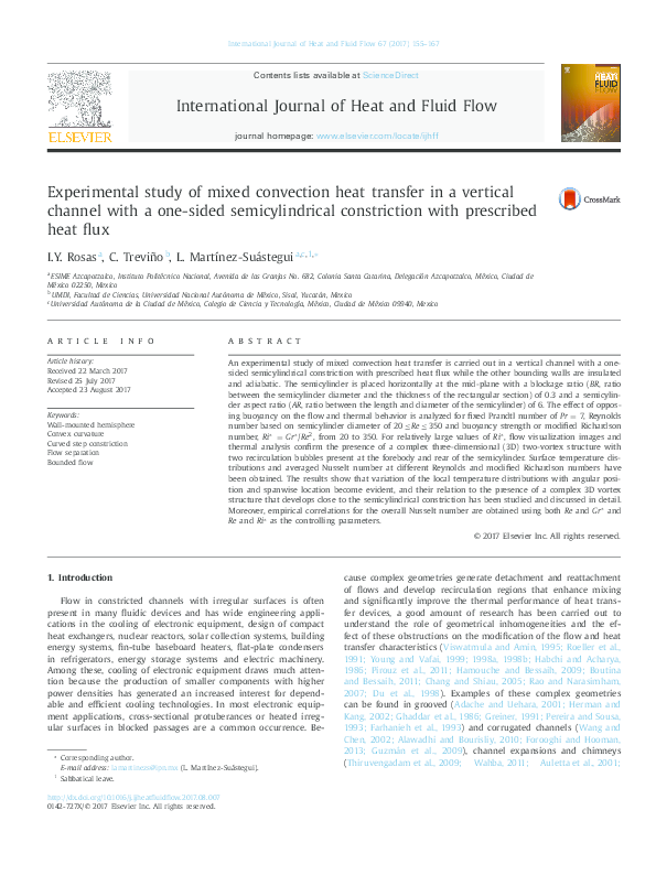 (PDF) Experimental study of mixed convection heat transfer in a ...