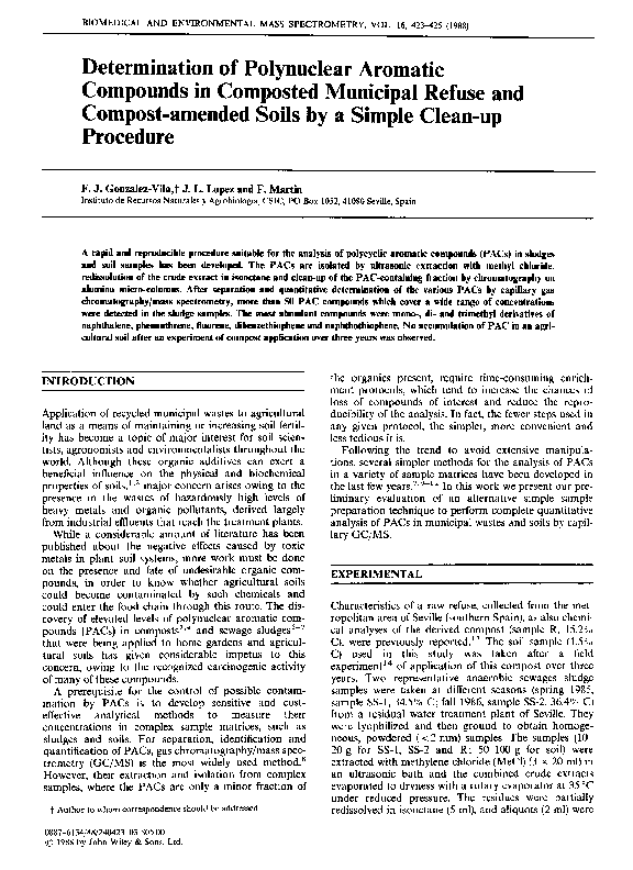 (PDF) Determination of polynuclear aromatic compounds in composted ...
