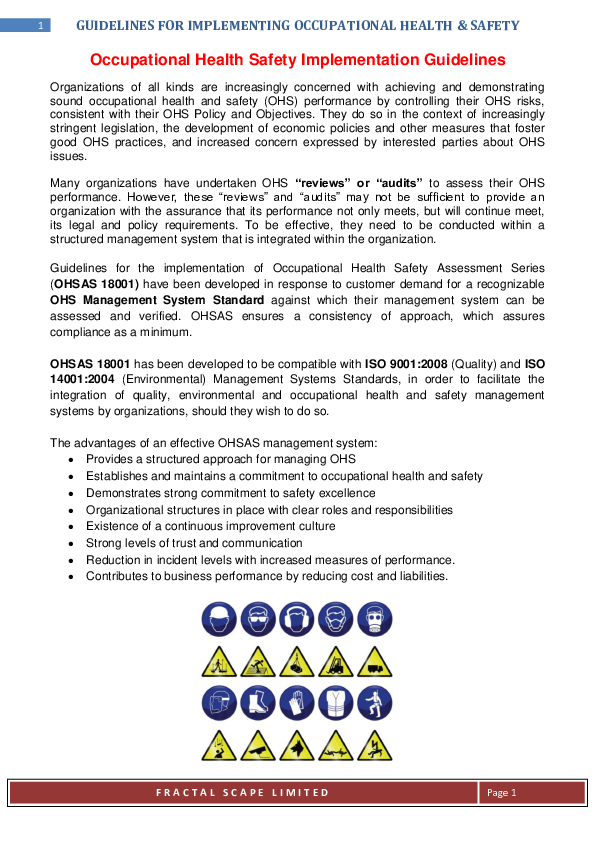 (PDF) GUIDELINES FOR IMPLEMENTING OCCUPATIONAL HEALTH & SAFETY