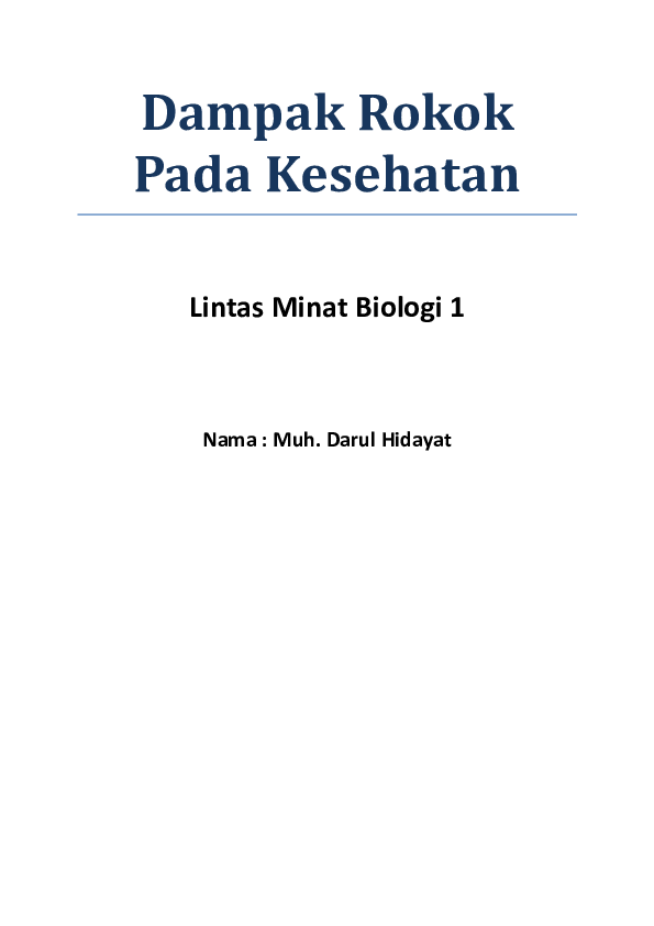 Doc Dampak Rokok Pada Kesehatan Doc Dampak Rokok Pada Kesehatan
