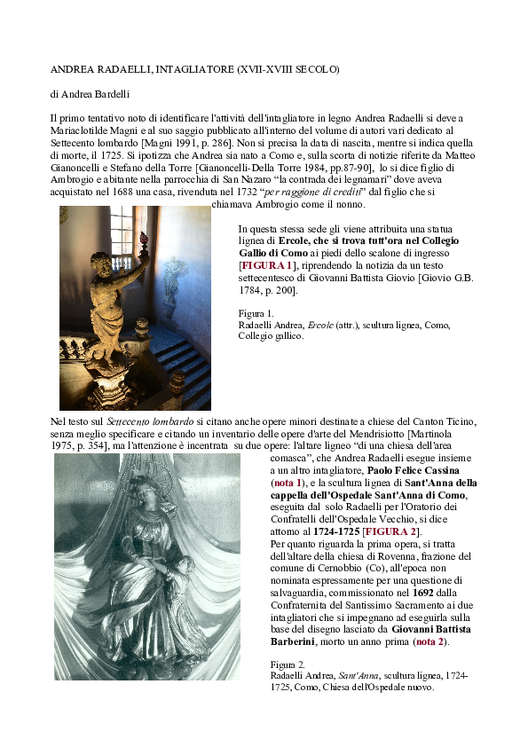 (PDF) ANDREA RADAELLI, INTAGLIATORE (XVII-XVIII SECOLO