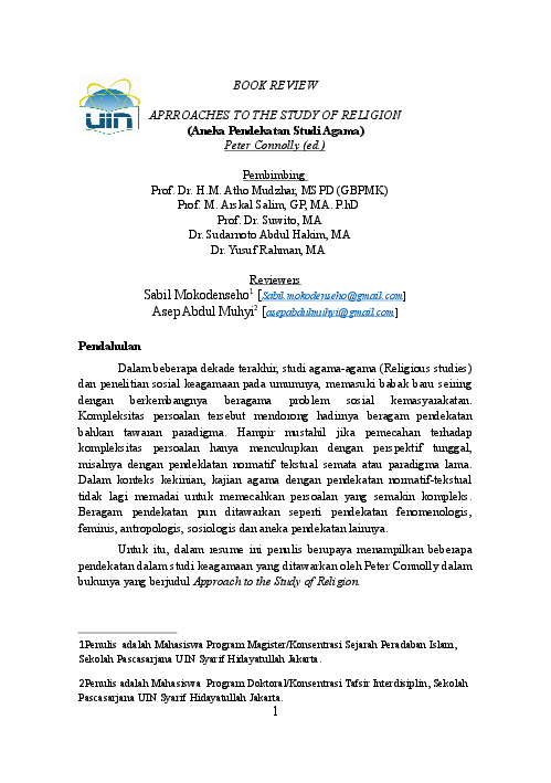 Doc Aprroaches To The Study Of Religion Aneka Pendekatan Studi Agama Peter Connolly Ed Rtf Sabil Mokodenseho Academia Edu