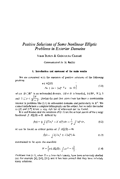 (PDF) Positive solutions of some nonlinear elliptic problems in ...