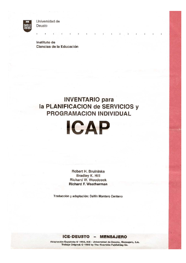 Icap Response Booklet Pdf _ Inventory for Client and Agency Planning ...