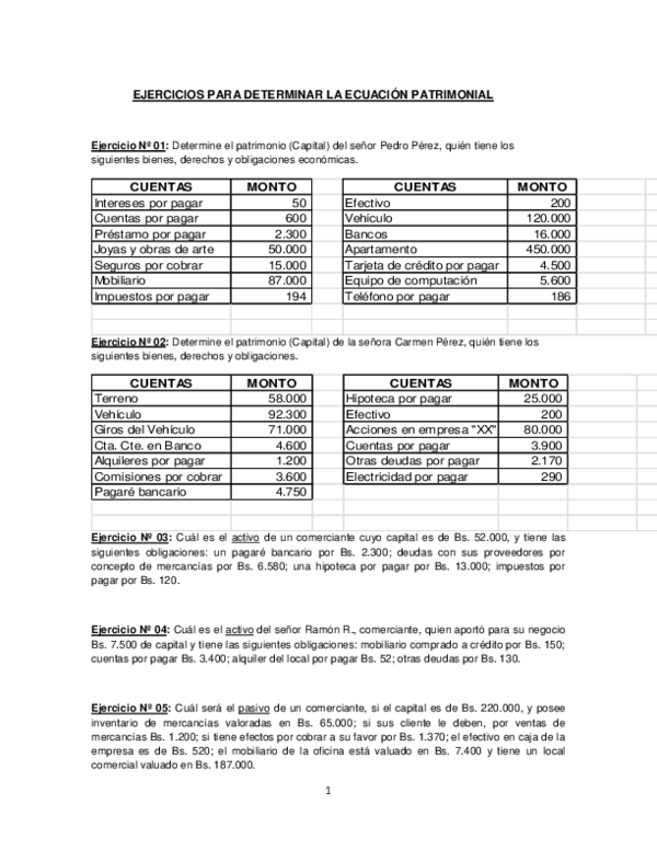 (DOC) EJERCICIOS PARA DETERMINAR LA ECUACIÓN PATRIMONIAL Jesus