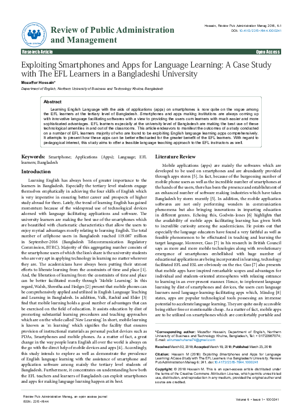 (PDF) Exploiting Smartphones and Apps for Language Learning: A Case ...