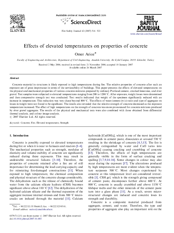 (PDF) Effects of elevated temperatures on properties of concrete