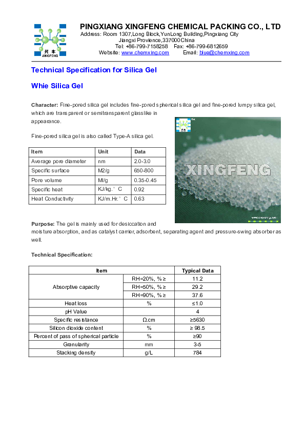 (PDF) Technical Specification for Silica Gel Whie Silica Gel Akeoe W