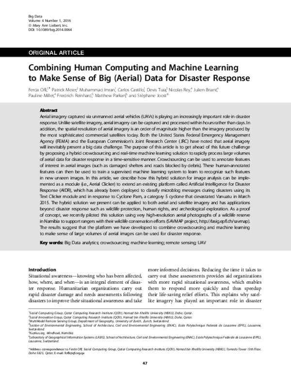 (PDF) Combining Human Computing and Machine Learning to Make Sense of ...